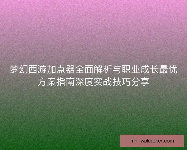 梦幻西游加点器全面解析与职业成长最优方案指南深度实战技巧分享